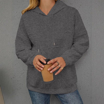 Loose Fashion Three-dimensional Printing Long Sleeve Pullover Hoodie Women