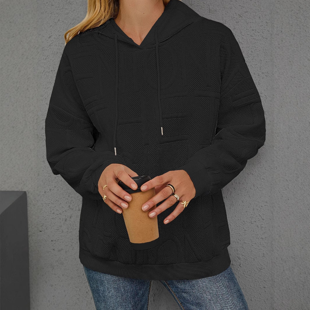 Loose Fashion Three-dimensional Printing Long Sleeve Pullover Hoodie Women