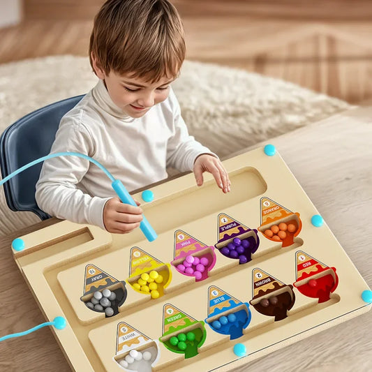 Magnetic digital bead magnetic maze toy for children's puzzle practice.