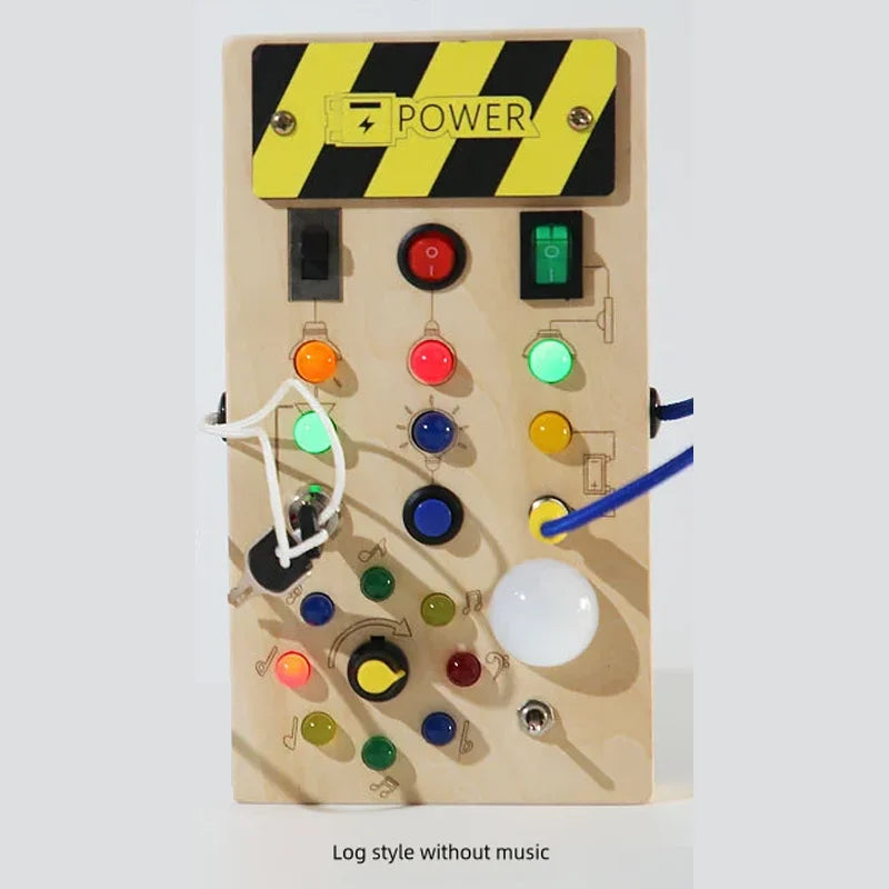 Wooden Children's Sensory Training Toys, Montessori Busy Board, LED Lights/Switch Control, Early Learning Educational, Baby Gift