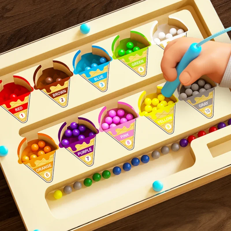 Magnetic digital bead magnetic maze toy for children's puzzle practice.